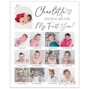 Printable Baby's First Year Milestone Sign 1st Birthday Photo Collage ...