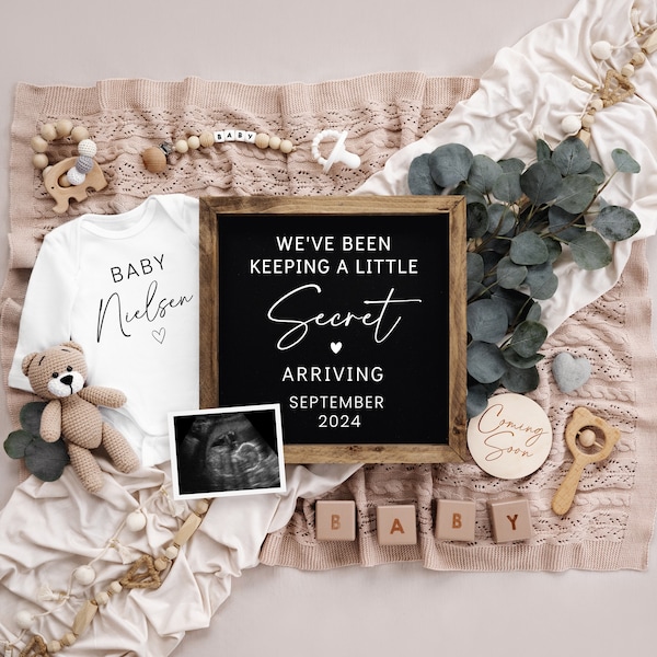 We've Been Keeping a Secret Baby Announcement - Pregnancy Announcement Digital - Customizable with Sonogram - Instant Download. - Corjl