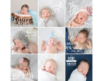 Newborn Overlays - Photography Overlays - Newborn WordArt Overlays - Gold Overlays |  INSTANT DOWNLOAD