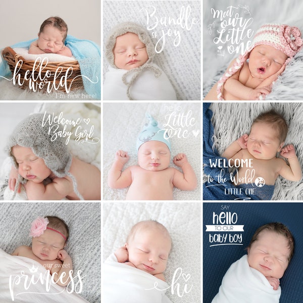 Newborn Overlays - Photography Overlays - Newborn WordArt Overlays - Gold Overlays |  INSTANT DOWNLOAD