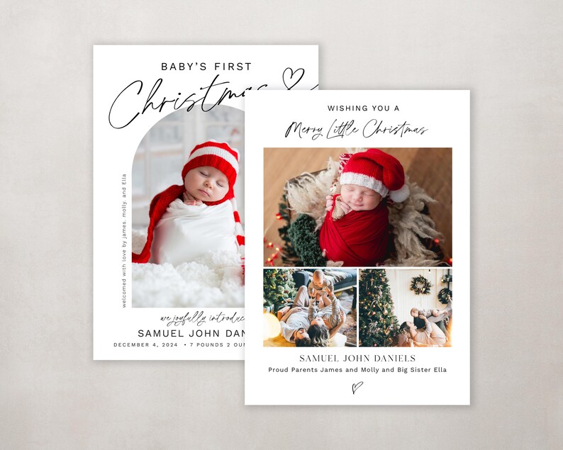 Elegant Christmas Birth Announcement Template (Digital Download) image 5
