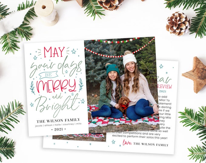 Christmas Card Template | Christmas Cards Template 5x7 | Photo Year in Review | Editable Christmas Card | Holiday Card Template | Photoshop