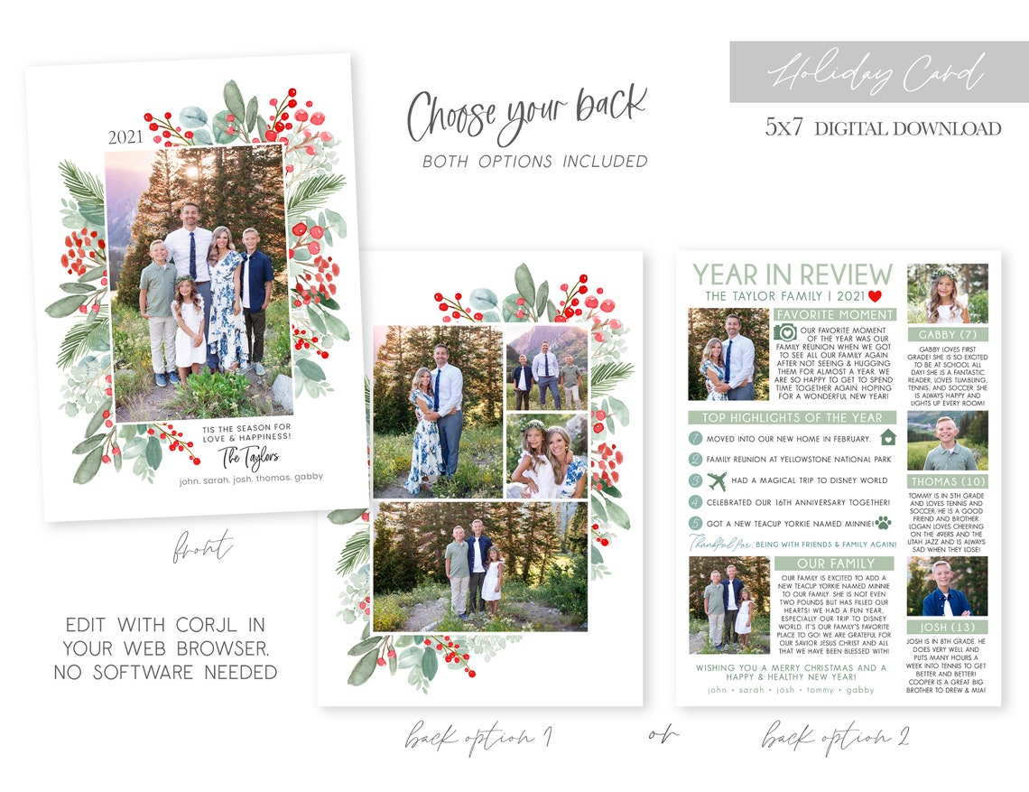 Christmas Card Template Christmas Cards Template 5x7 Photo - Etsy