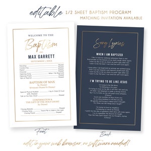 Baptism Program LDS | 1/2 Sheet Baptism Program Boy | LDS Baptism Program | Program Template | LDS Baptism | Boy Baptism Program | Corjl