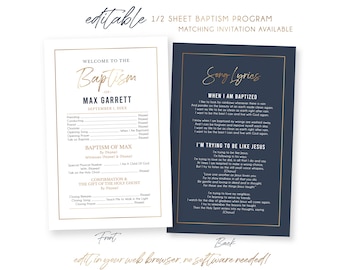 Baptism Program LDS | 1/2 Sheet Baptism Program Boy | LDS Baptism Program | Program Template | LDS Baptism | Boy Baptism Program | Corjl