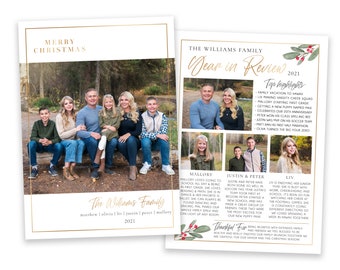 Minimalist Christmas Card Template: Photo Year in Review (Photoshop)