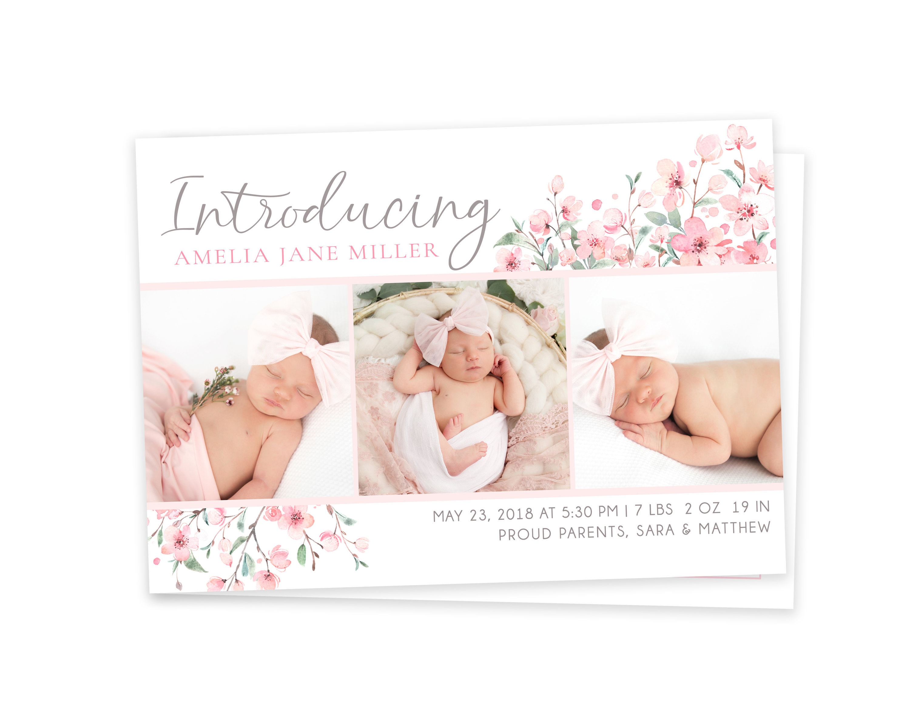 floral birth announcement