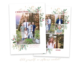 Photo Christmas Card Template: 5x7 Holiday Card, Editable in Corjl