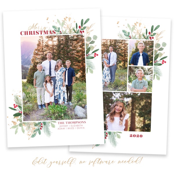 Christmas Card Template | Christmas Cards Template 5x7 | Photo Christmas Card | Editable Christmas Card | Holiday Card Templates | Corjl