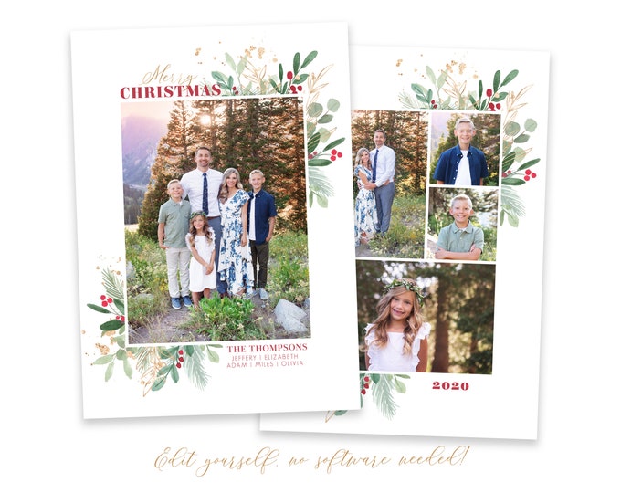 Christmas Card Template | Christmas Cards Template 5x7 | Photo Christmas Card | Editable Christmas Card | Holiday Card Templates | Corjl