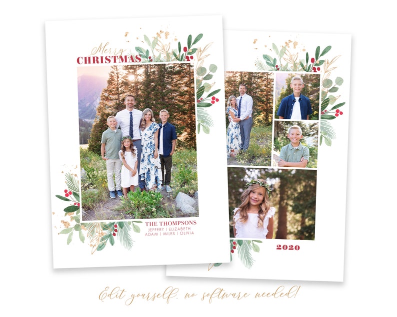Christmas Card Template | Christmas Cards Template 5x7 | Photo Christmas Card | Editable Christmas Card | Holiday Card Templates | Corjl 