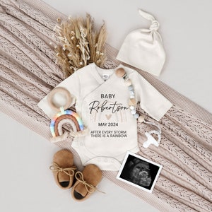Rainbow Digital Pregnancy Announcement | Digital Baby Announcement | Boho Pregnancy Announcement | Rainbow Baby | Corjl