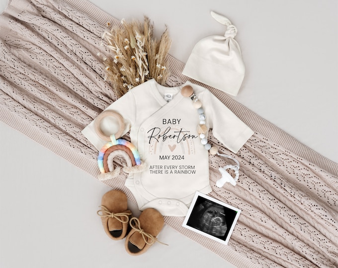 Rainbow Digital Pregnancy Announcement | Digital Baby Announcement | Boho Pregnancy Announcement | Rainbow Baby | Corjl