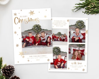 Snowflake Photo Christmas Card Template: Editable 5x7 (Photoshop)