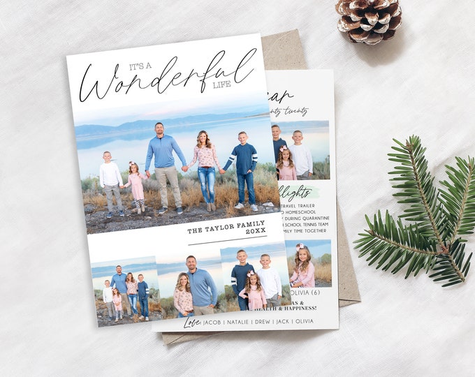 Year In Review Christmas Card Template | Photo Christmas Cards | Christmas Card Template 5x7 | Holiday Card Templates | Photoshop