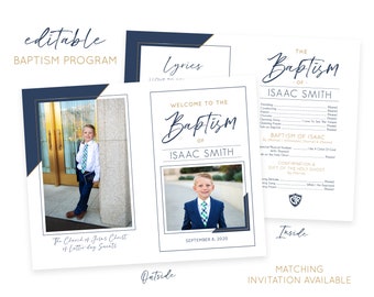 LDS Baptism Program | Baptism Boy Program | LDS Baptism Programs | Baptism Program Template | LDS Program | Boy Baptism Program | Corjl