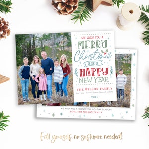 Sjabloon voor kerstkaarten | Sjabloon voor kerstkaarten | Jaaroverzicht | Sjabloon voor vakantiekaarten | Bewerkbare foto kerstkaart digitaal | Corjl