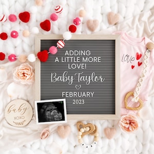 Valentine's Digital Pregnancy Announcement | Valentine's Day Pregnancy Reveal Digital | Social Media Pregnancy Announcement | Corjl