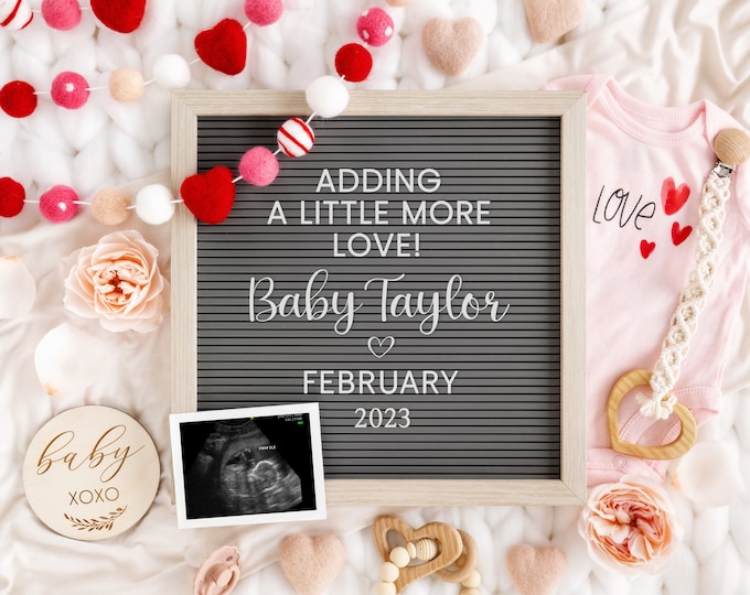 Valentine's Digital Pregnancy Announcement | Valentine's Day Pregnancy Reveal Digital | Social Media Pregnancy Announcement | Corjl