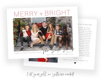 Minimalist Christmas Card Template: Year in Review, Photo Card (Corjl)