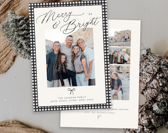 Modern Photo Christmas Card Template: Boho Holiday Design (Editable Template)