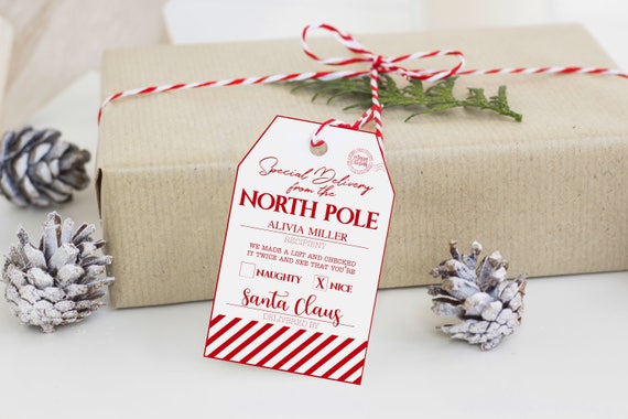 Printable Santa Gift Tag Customizable Santa Tag Printable | Etsy