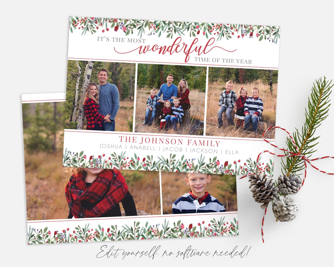 Christmas Card Template Christmas Cards Template 5x7 Photo | Etsy