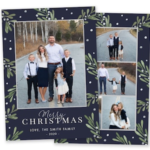 Christmas Card Template - Holiday Card Template - Floral Christmas Card Template - Photo Card Template  - Editable Christmas Card