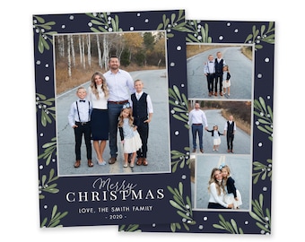 Floral Christmas Photo Card Template (PSD)