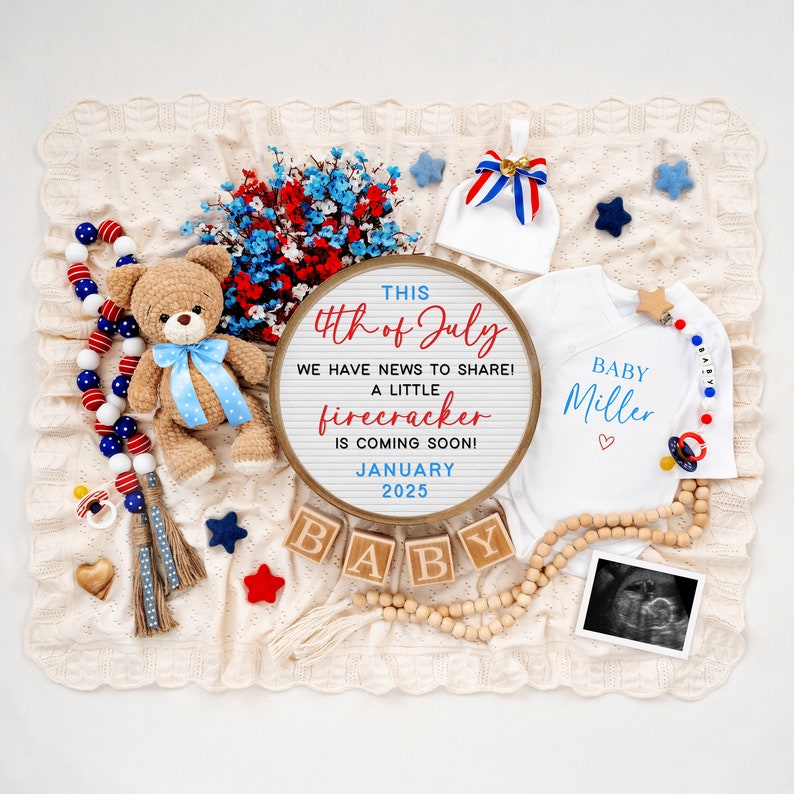 4th of July Pregnancy Announcement: Patriotic Baby Reveal (Digital) image 6