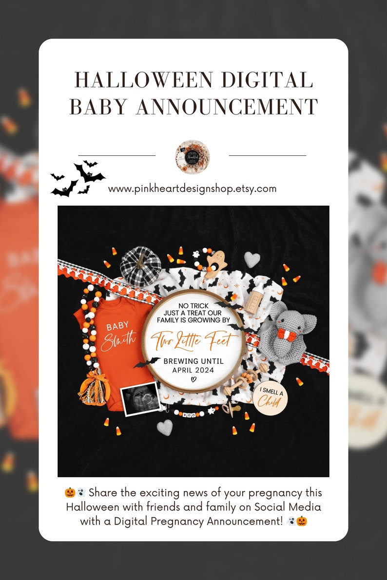 Halloween Pregnancy Announcement: Social Media Template (Digital Download) image 9