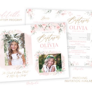 LDS Baptism Program | Baptism Program Girl | LDS Baptism Programs | Baptism Program Template | Blush Watercolor | Baptism Program Photoshop