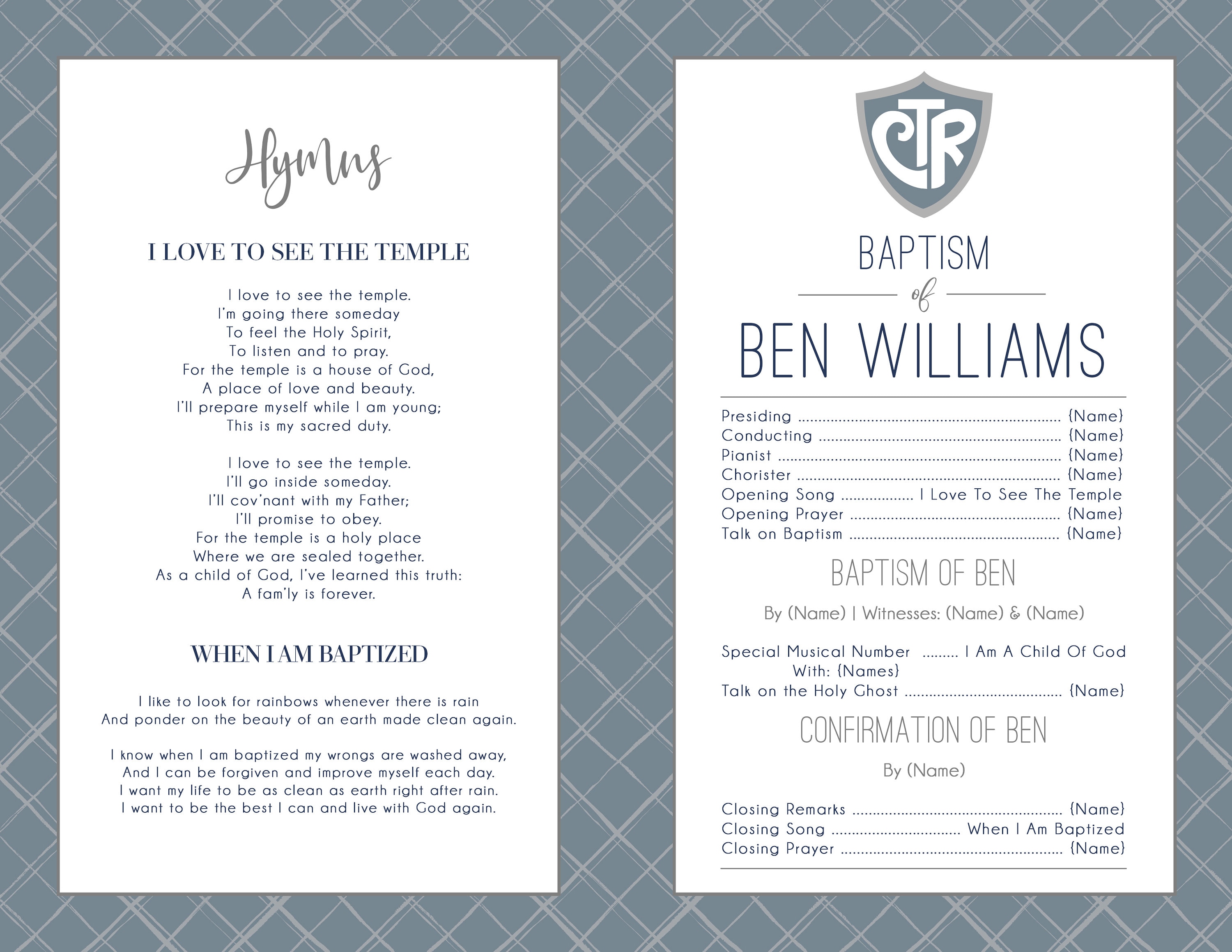 Lds Baptism Program Template