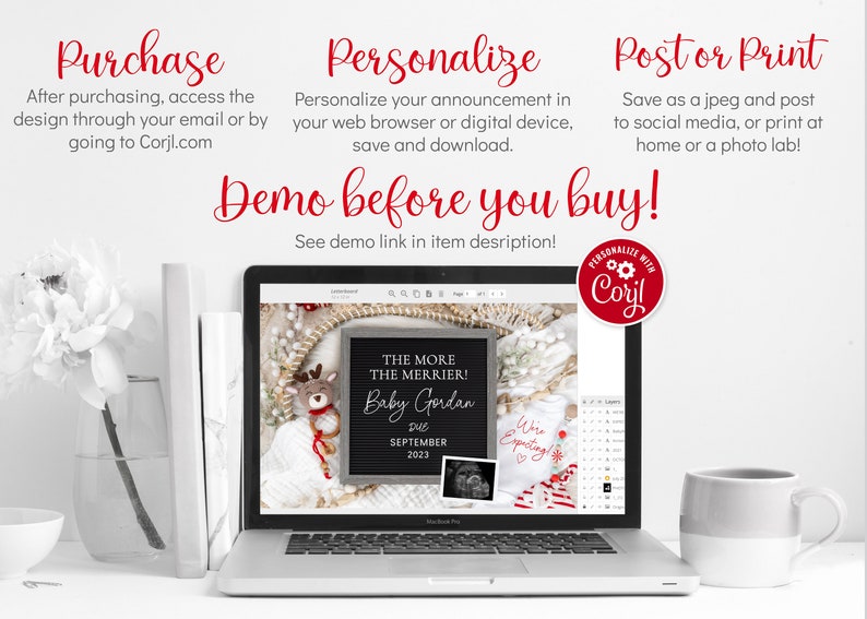 Christmas Pregnancy Announcement: Holiday Social Media Reveal (Digital Download) image 4