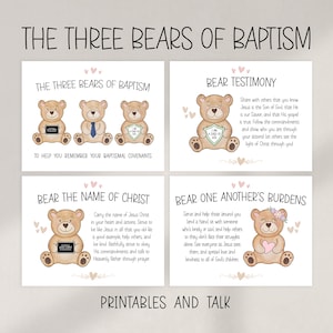 The Three Bears of Baptism LDS Printable Kit | Baptism Talk, Signs, Tags, Bookmarks, Gummy Bear Handout Tag - Digital Download