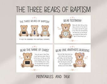 The Three Bears of Baptism LDS Printable Kit | Baptism Talk, Signs, Tags, Bookmarks, Gummy Bear Handout Tag - Digital Download