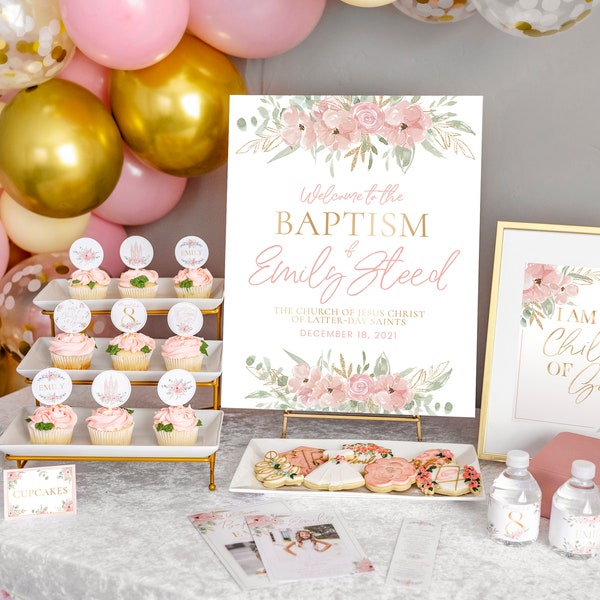 LDS Baptism Bundle Girl | LDS Baptism Invitation Girl | Baptism Decorations | Editable Baptism Program | Baptism Printable | Corjl