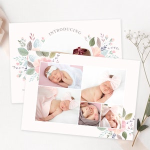 Customizable Birth Announcement Card Template for Baby Girls Baby Girl Announcement Card Instant Download image 8