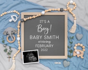 It's a Boy! Digital Pregnancy Announcement for Instagram & Social Media | Editable Elephant Gender Reveal | Boy Baby Announcement | Corjl