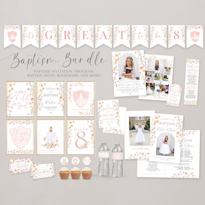 LDS Girl Baptism Bundle: Invitation, Program, Signs (Printable Decor)
