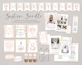 LDS Girl Baptism Kit | LDS Baptism Invitation | Baptism Invitation, Program, Signs, Labels & More | Personalize with Printable Decor | Corjl