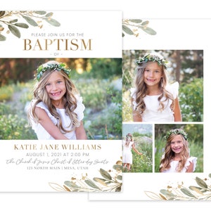 LDS Baptism Invitation | LDS Baptism Invitation Girl | Baptism Invitation Template | Baptism Invitations Girl | Photoshop