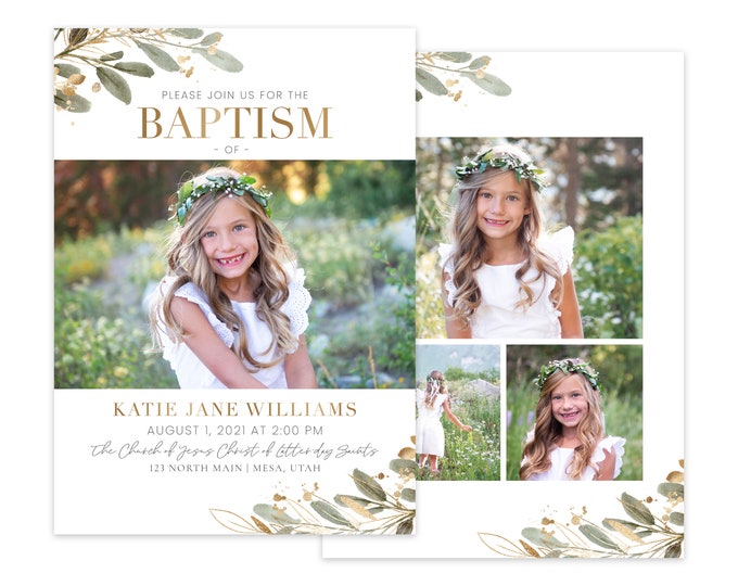 LDS Baptism Invitation | LDS Baptism Invitation Girl | Baptism Invitation Template | Baptism Invitations Girl | Photoshop