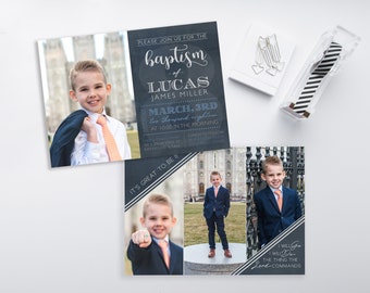 LDS Baptism Invitation Boy: Photo Template (PSD)