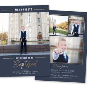 LDS Baptism Invitation Boy | Boy Baptism Invite | DIY Baptism Invitation Template | LDS Baptism Announcement | Photoshop Template