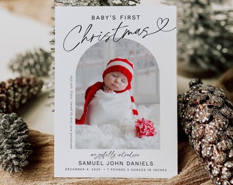 Christmas Birth Announcement The More The Merrier Christmas Card Birth Announcement Template Holiday Birth Announcement Corjl Holiday Card