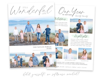 Year In Review Christmas Card Template | Christmas Cards Template 5x7 | Photo Christmas Card | Holiday Card Templates | Corjl