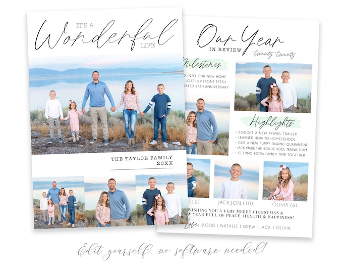 Year In Review Christmas Card Template | Christmas Cards Template 5x7 | Photo Christmas Card | Holiday Card Templates | Corjl