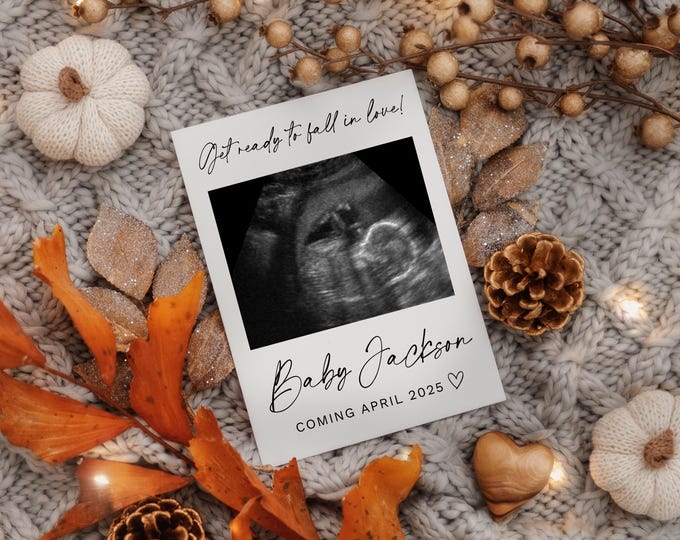 Fall Boho Pregnancy Announcement Digital Baby Announcement Autumn Gender Neutral Baby Reveal Minimalist Girl Gender Reveal Boy Social Media