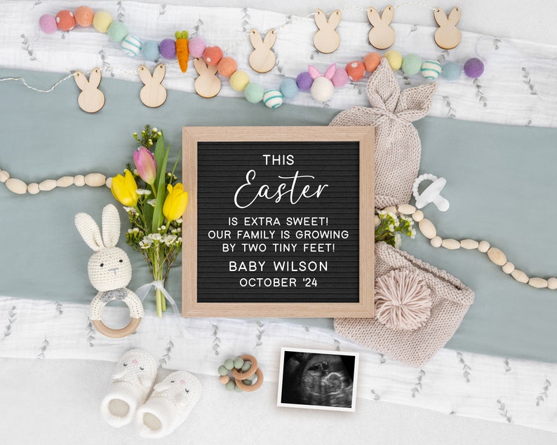 Easter Pregnancy Announcement: Bunny Editable Template (Digital) image 4